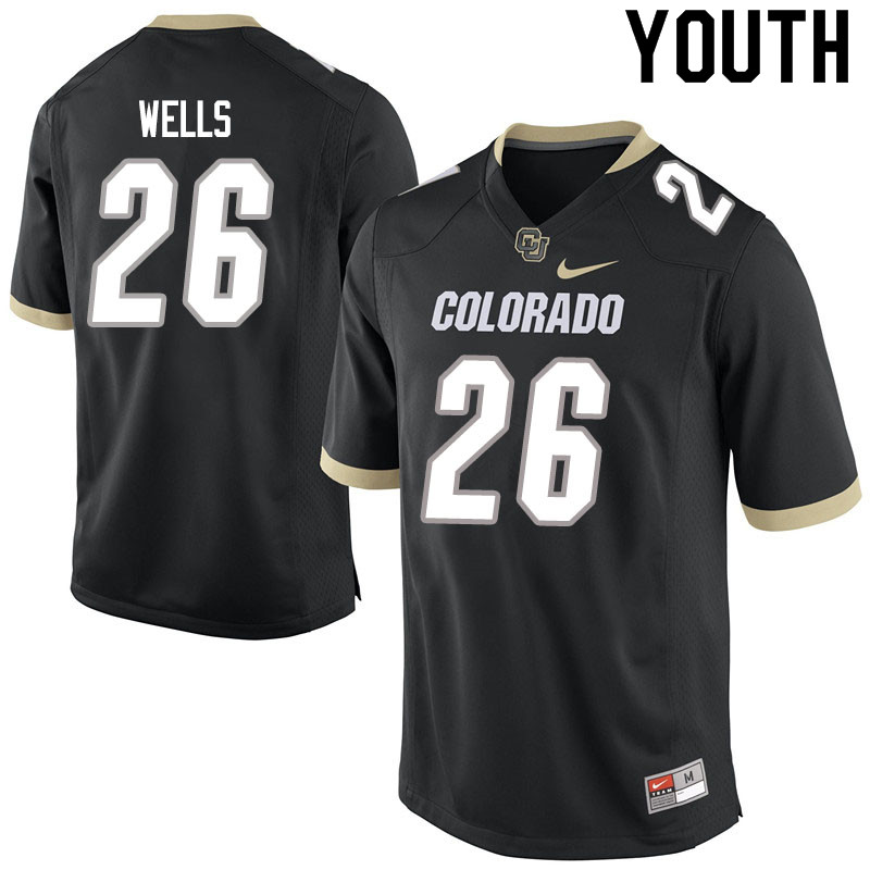 Youth #26 Carson Wells Colorado Buffaloes College Football Jerseys Sale-Black - Click Image to Close